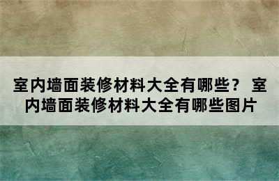 室内墙面装修材料大全有哪些？ 室内墙面装修材料大全有哪些图片